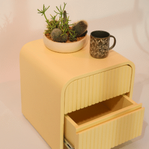 Fluted Bedside Chest — Butter Yellow