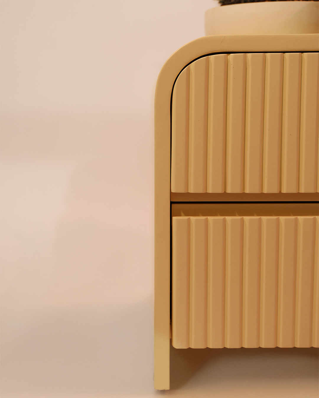 Fluted Bedside Chest — Butter Yellow