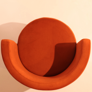 Luna Crescent Velvet Lounge Stool — Terracotta Orange