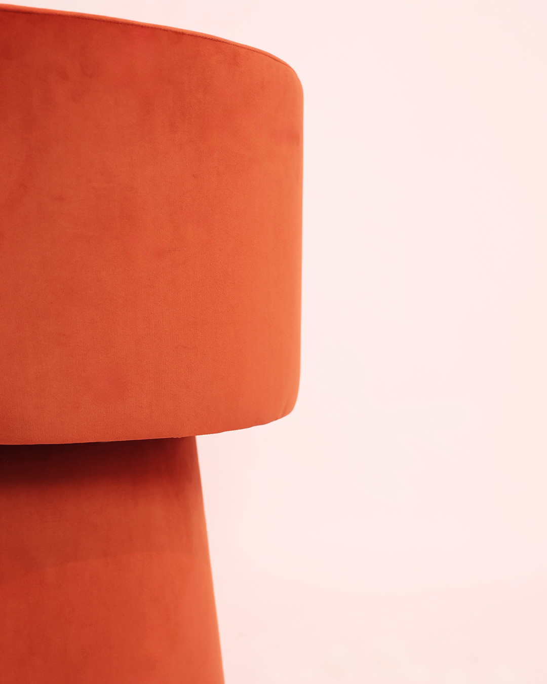 Luna Crescent Velvet Lounge Stool — Terracotta Orange