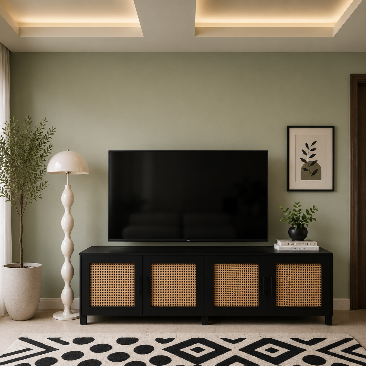 Rattan TV Unit