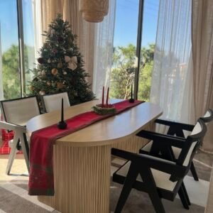 Chord Fluted‑Base Dining Table — Natural Oak