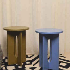 Portal Cutout Side Tables (Pair) — Blue & Olive