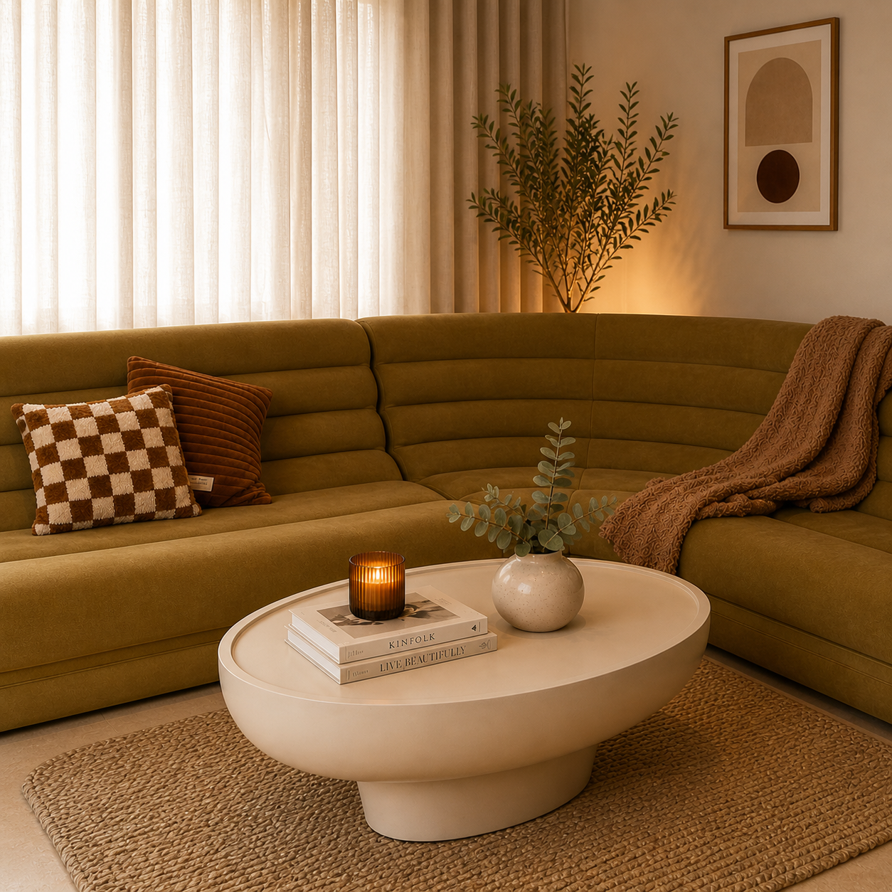 Orbit Oval Coffee Table — Cream