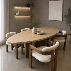 Arc Edge Dining Table — Oak Veneer