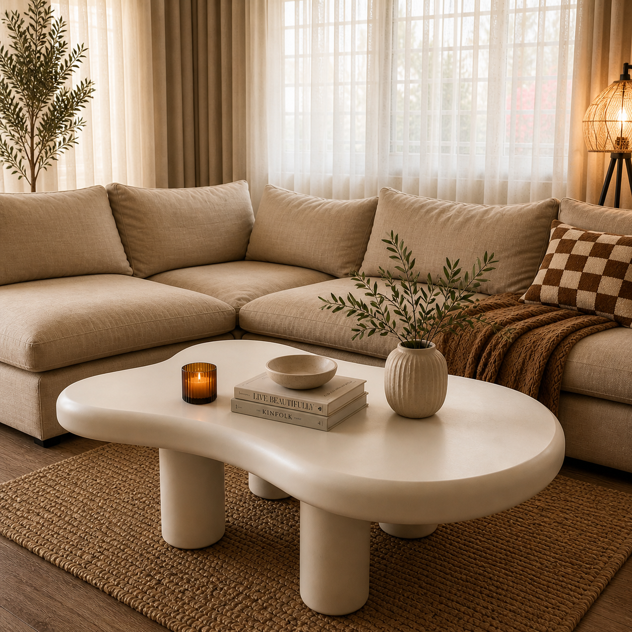 Cara Organic Coffee Table — Cream