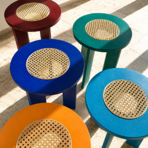 Cane Stools Side Tables